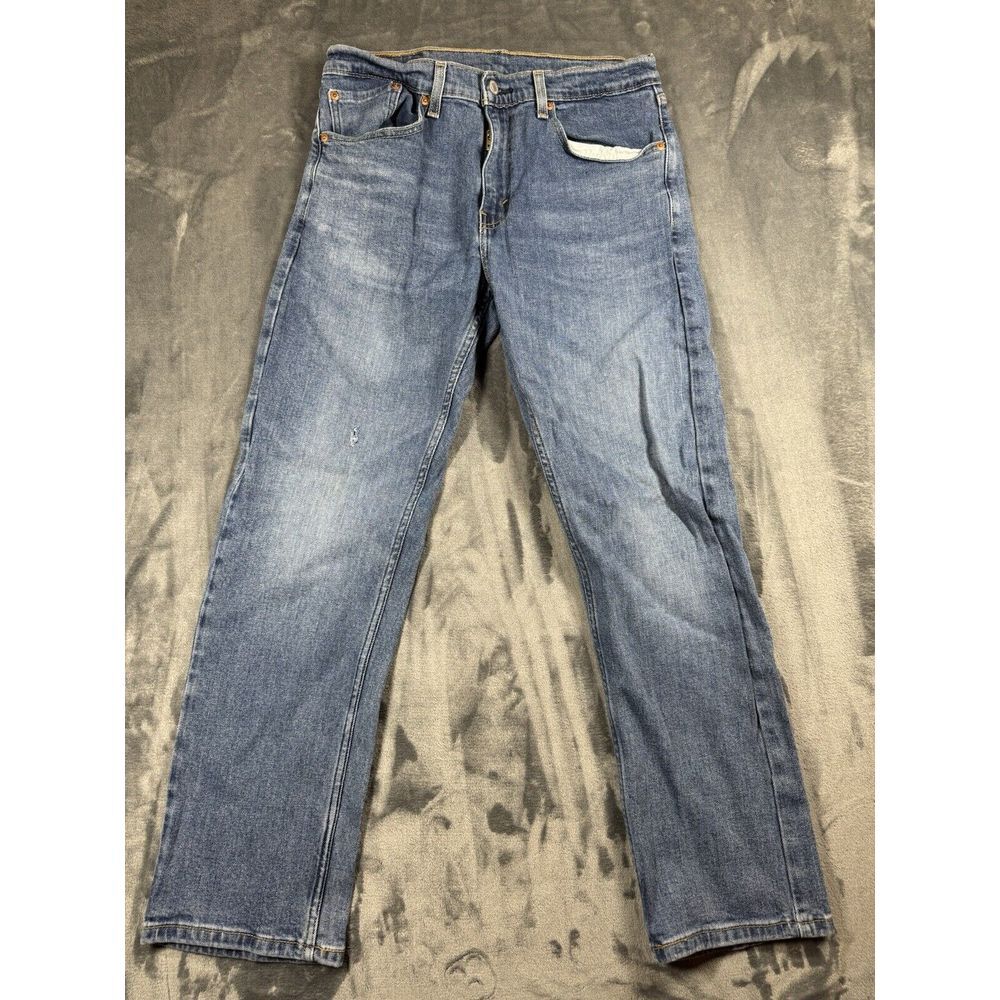 Levi's 505 Regular‎ Straight Fit Jeans Men's 32x30 Blue Medium Wash Distressed